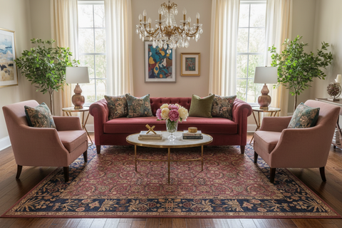 Turkish Knotted Istanbul Tiera Aubergine/Blue Wool Rug - 10'0''X14'0''