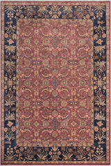 handmade Traditional Lahore Aubergine Blue Hand Knotted RECTANGLE 100% WOOL area rug 10'X14'
