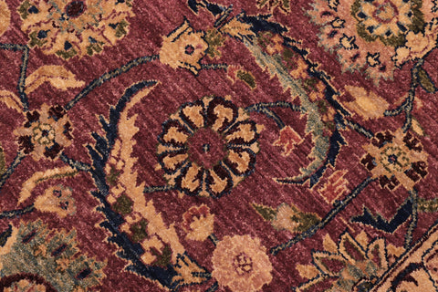 handmade Transitional Lahore Aubergine Blue Hand Knotted RECTANGLE 100% WOOL area rug 10' x 14'