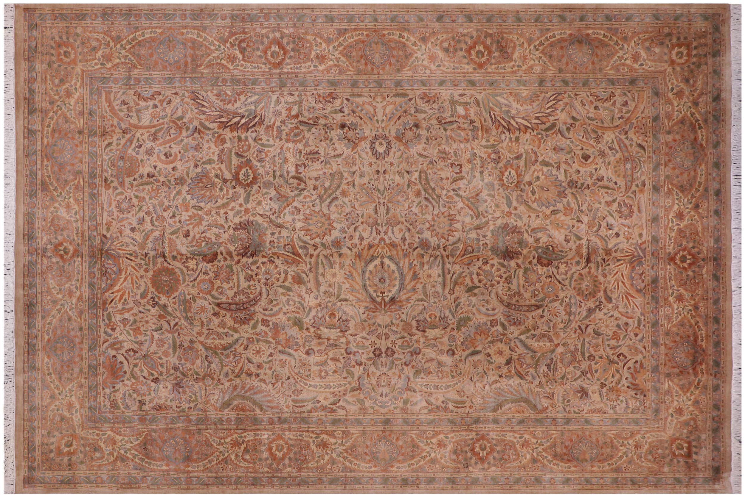 handmade Traditional  Tan Gold Hand Knotted RECTANGLE 100% WOOL area rug 10x15