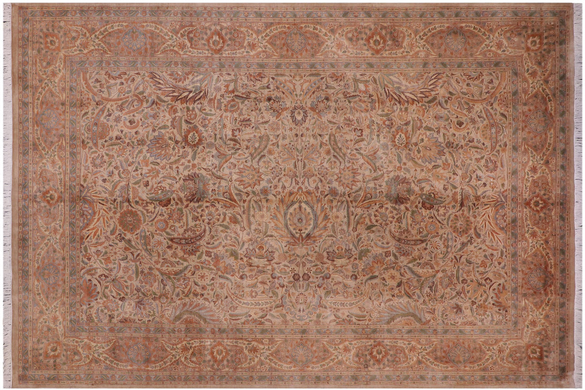 handmade Traditional  Tan Gold Hand Knotted RECTANGLE 100% WOOL area rug 10x15