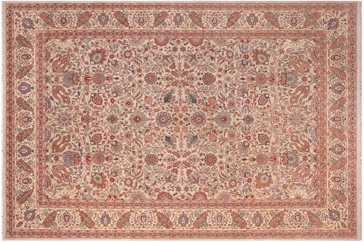 handmade Traditional  Lt. Gray Gold Hand Knotted RECTANGLE 100% WOOL area rug 10' x 14'