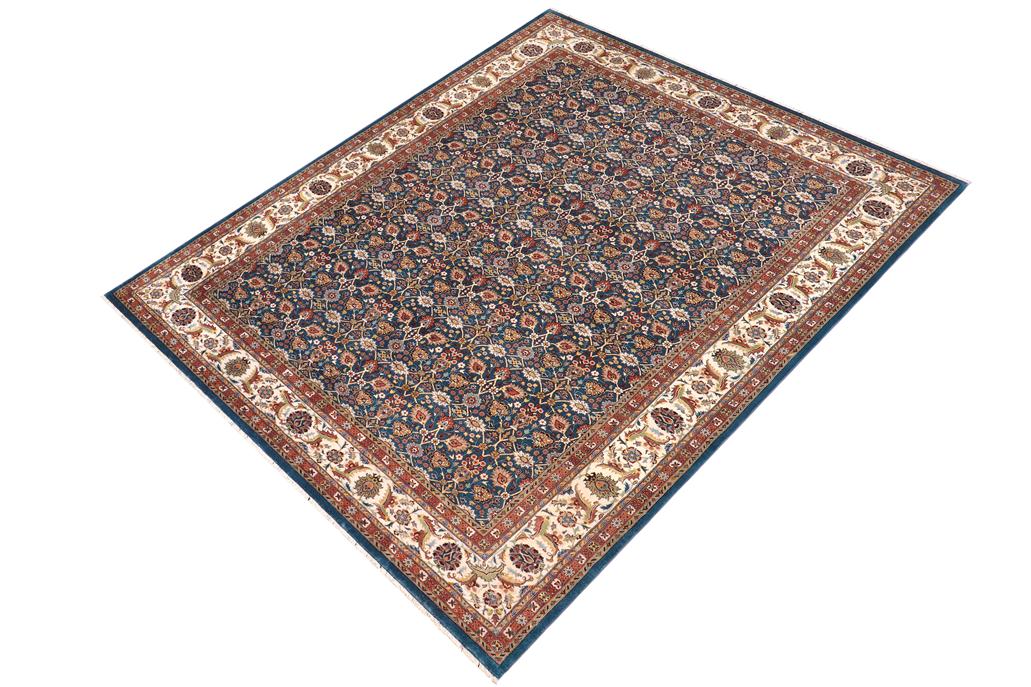 handmade Traditional Design Lt. Blue Ivory Hand Knotted RECTANGLE 100% WOOL area rug 10'X14'