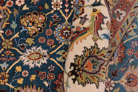 handmade Transitional Design Lt. Blue Ivory Hand Knotted RECTANGLE 100% WOOL area rug 10' x 14'