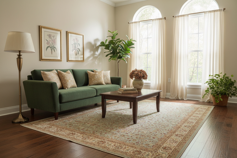 Turkish Knotted Istanbul Shonta Blue/Ivory Wool Rug - 10'2''X14'5''