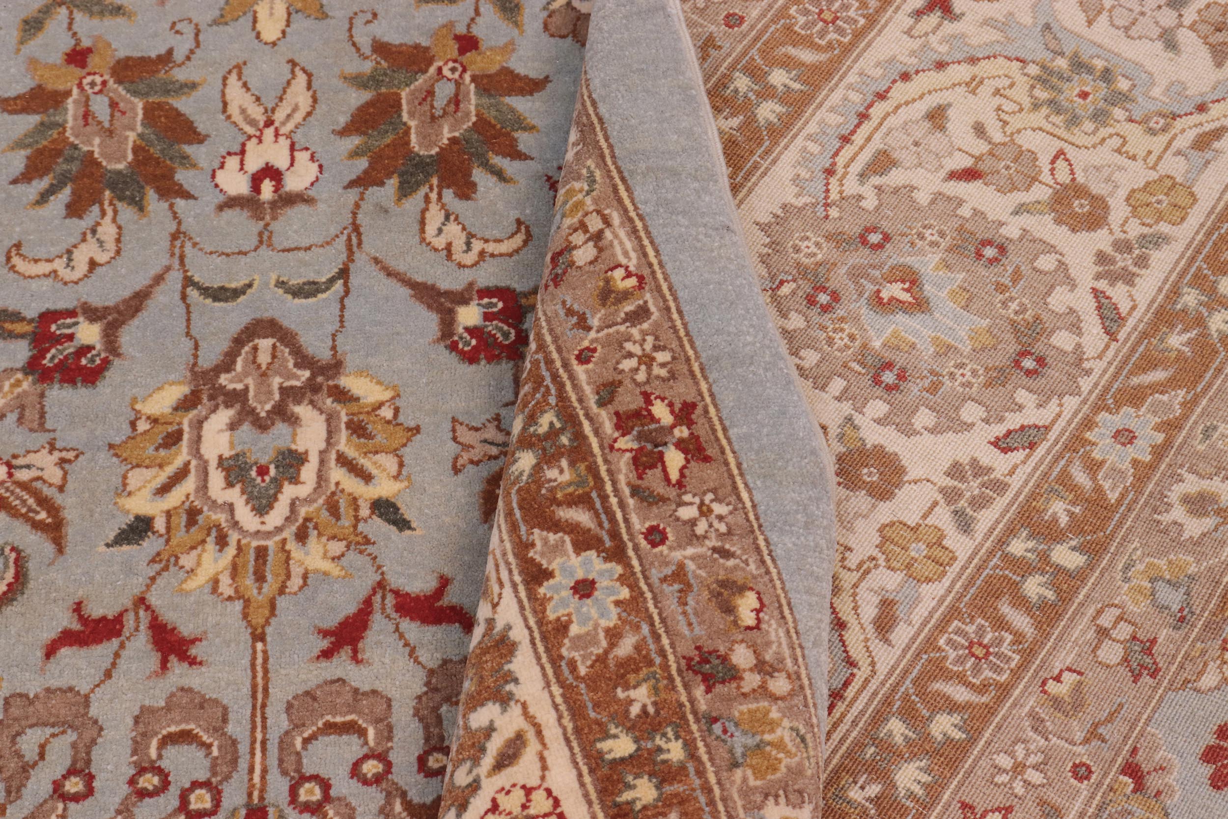 handmade Transitional  Lt. Blue Ivory Hand Knotted RECTANGLE 100% WOOL area rug 10' x 14'