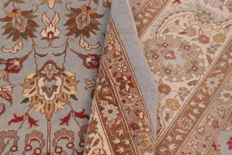 handmade Transitional  Lt. Blue Ivory Hand Knotted RECTANGLE 100% WOOL area rug 10' x 14'