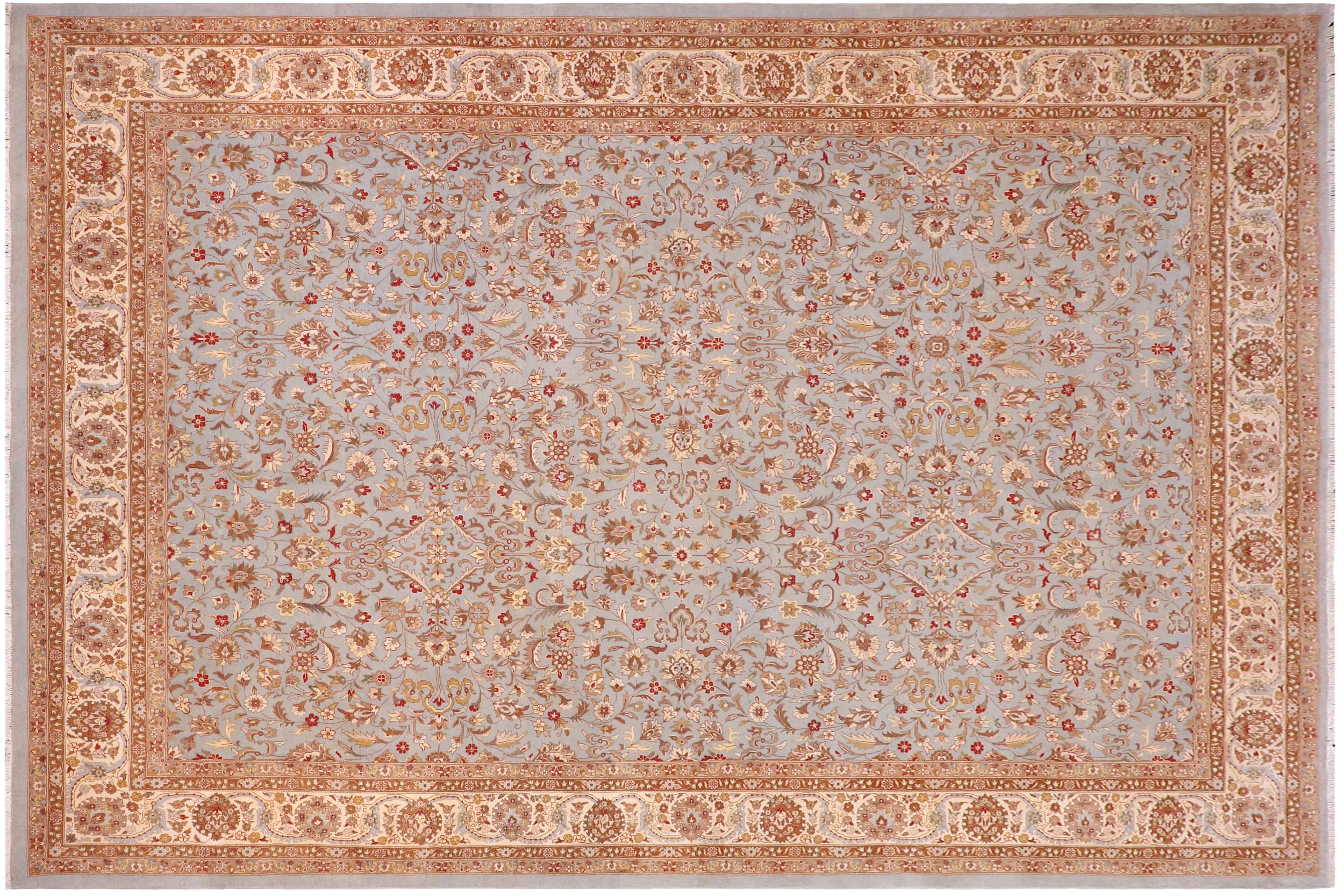 handmade Transitional  Lt. Blue Ivory Hand Knotted RECTANGLE 100% WOOL area rug 10' x 14'