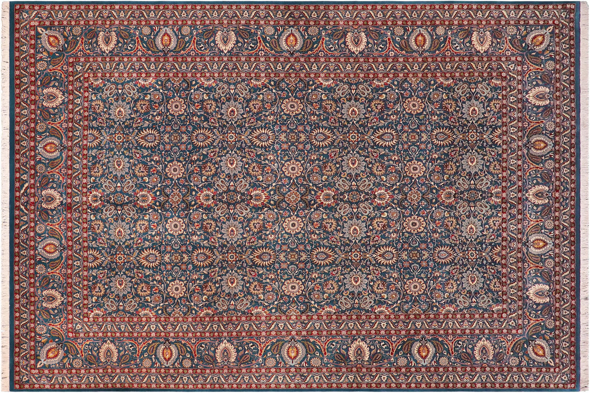 handmade Transitional New Asif Lt. Blue Lt. Blue Hand Knotted RECTANGLE 100% WOOL area rug 10x14
