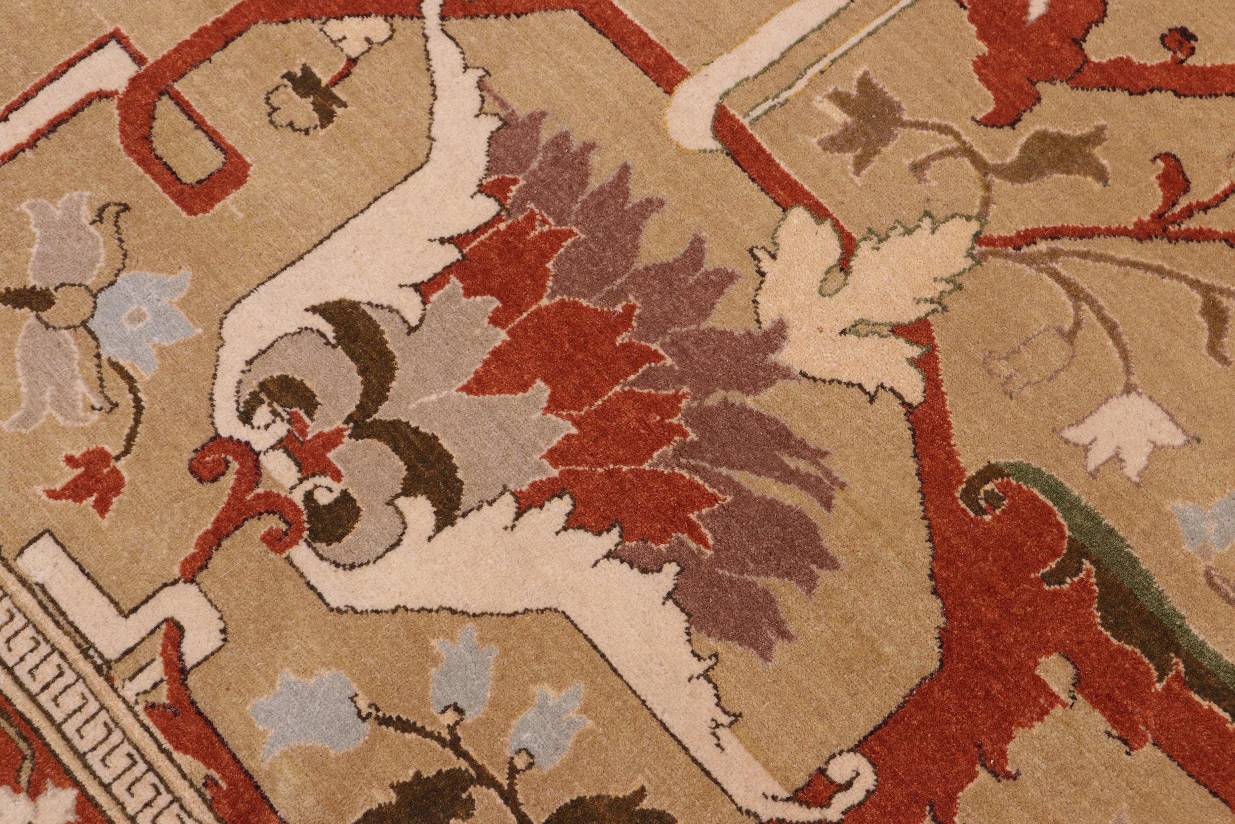 handmade Transitional  Tan Tan Hand Knotted RECTANGLE 100% WOOL area rug 10 x 13