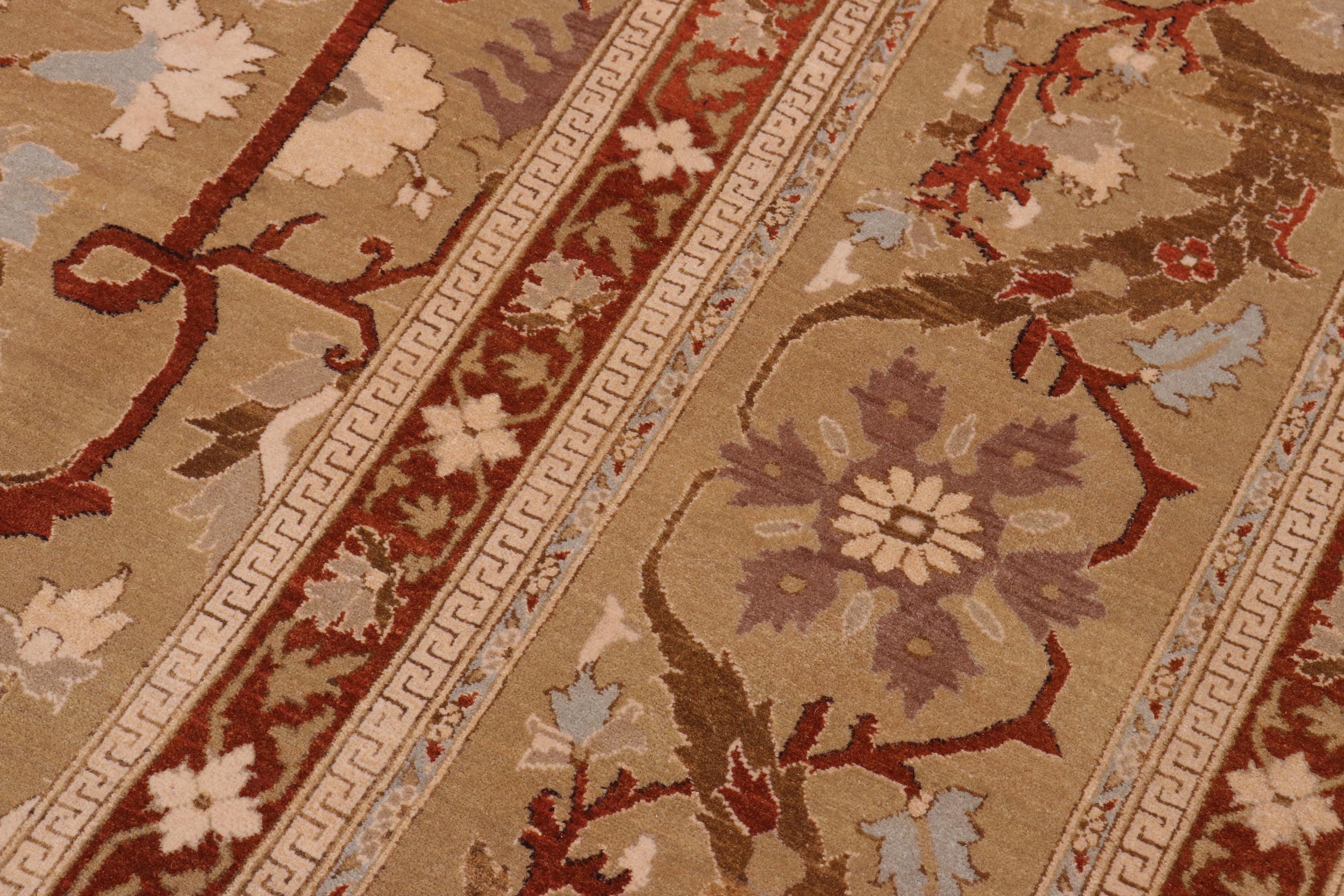 handmade Transitional  Tan Tan Hand Knotted RECTANGLE 100% WOOL area rug 10 x 13