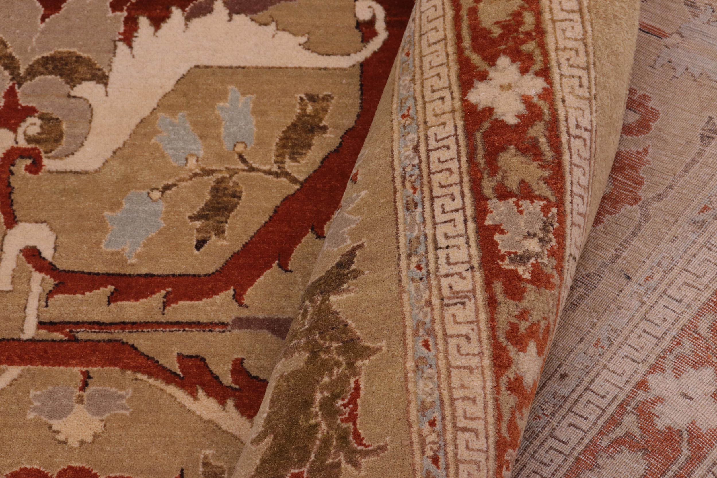 handmade Transitional  Tan Tan Hand Knotted RECTANGLE 100% WOOL area rug 10 x 13