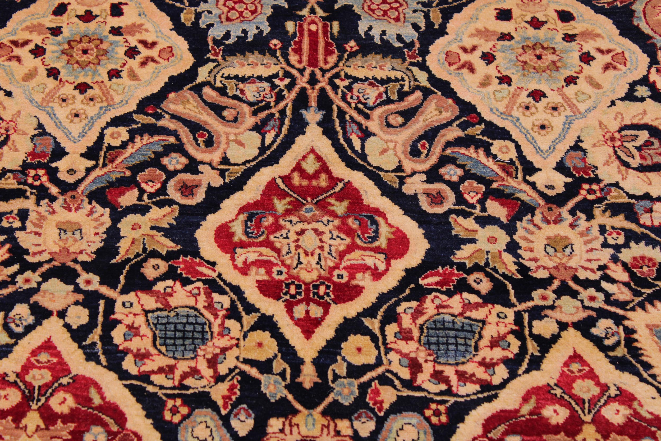 handmade Traditional Kirman Blue Red Hand Knotted RECTANGLE 100% WOOL area rug 9 x 12
