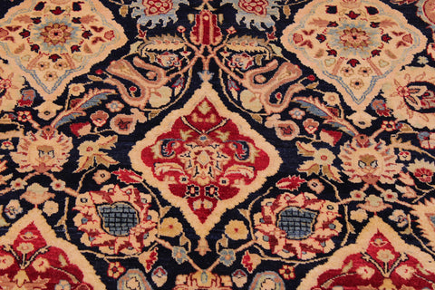 handmade Traditional Kirman Blue Red Hand Knotted RECTANGLE 100% WOOL area rug 9 x 12