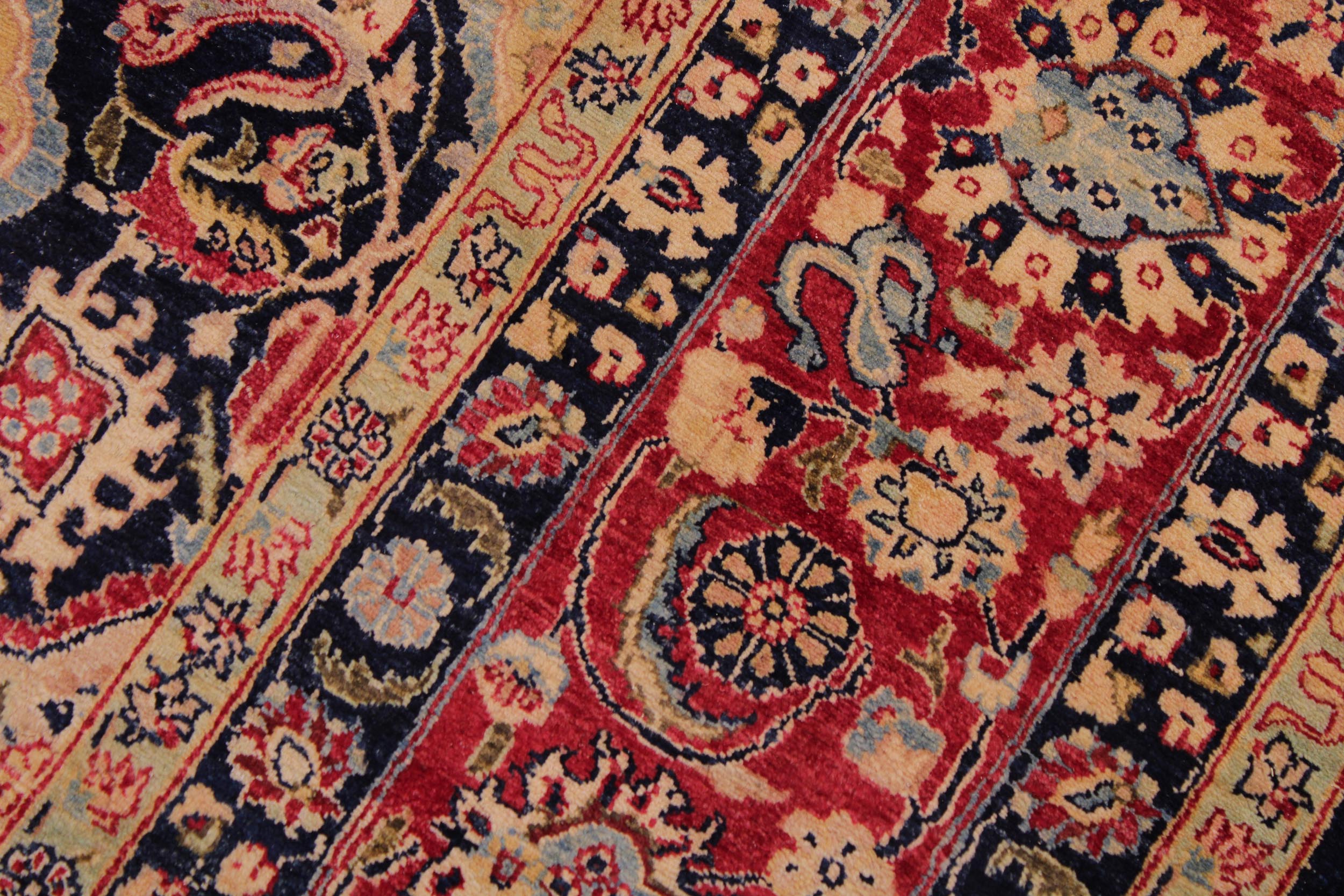 handmade Traditional Kirman Blue Red Hand Knotted RECTANGLE 100% WOOL area rug 9 x 12