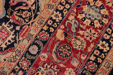 handmade Traditional Kirman Blue Red Hand Knotted RECTANGLE 100% WOOL area rug 9 x 12