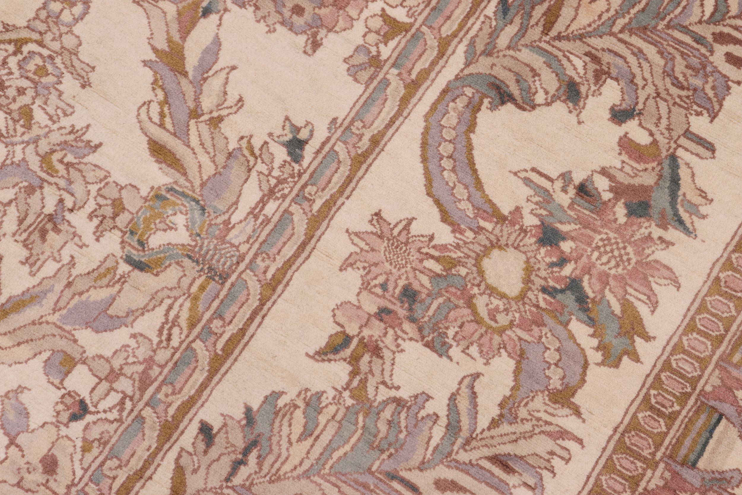 handmade Transitional Basan Ivory Pink Hand Knotted RECTANGLE 100% WOOL area rug 8x10