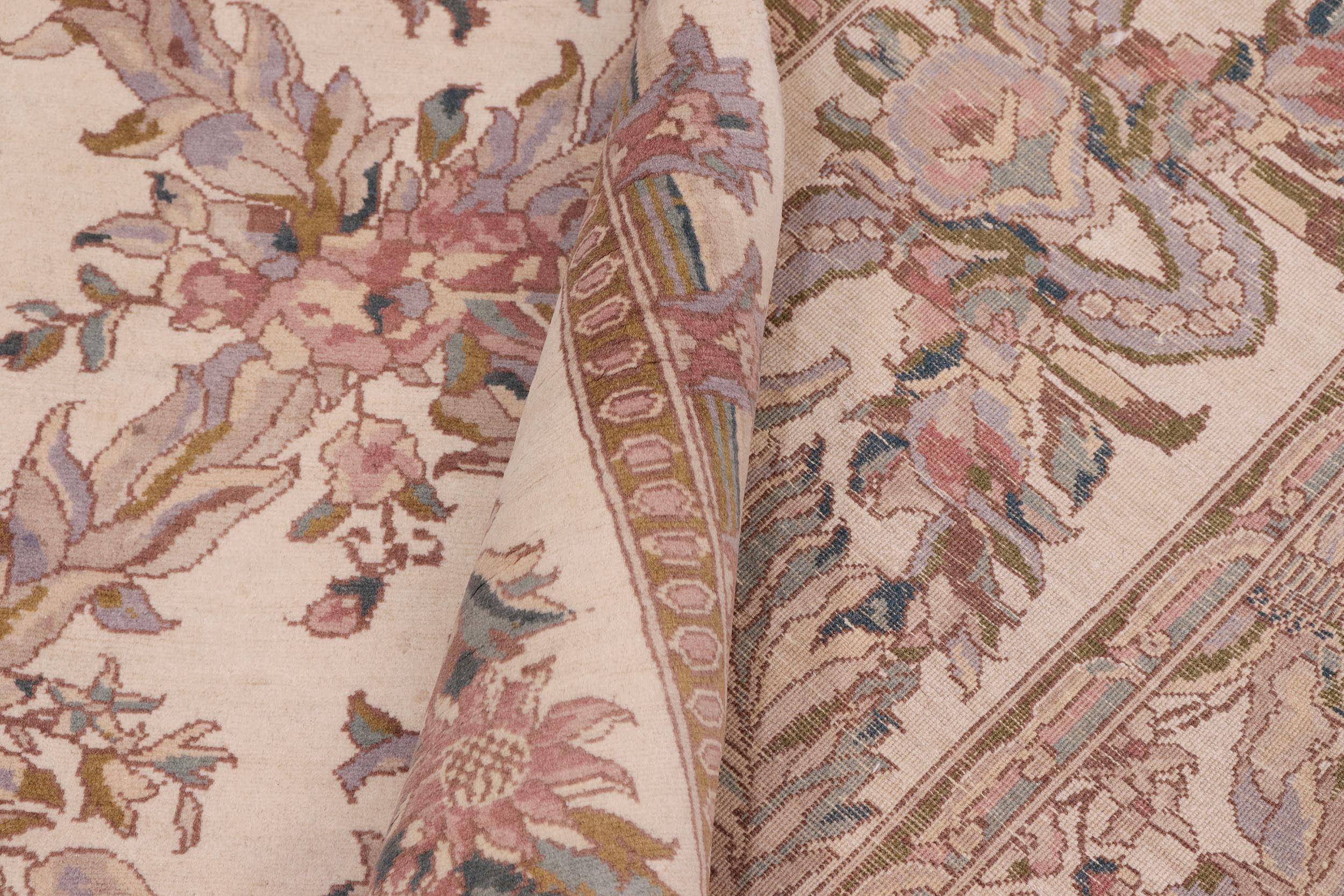 handmade Transitional Basan Ivory Pink Hand Knotted RECTANGLE 100% WOOL area rug 8x10