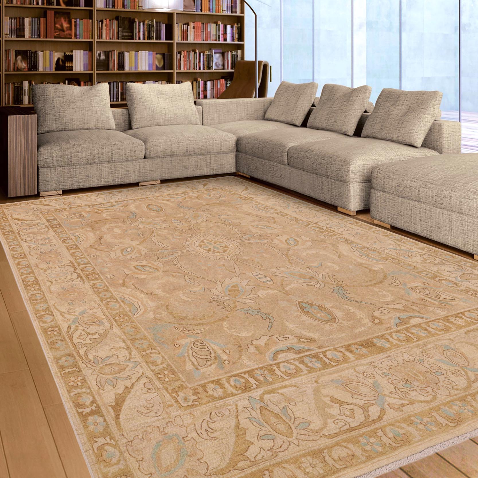 handmade Traditional Kafkaz Lt. Brown Tan Hand Knotted RECTANGLE 100% WOOL area rug 9x12