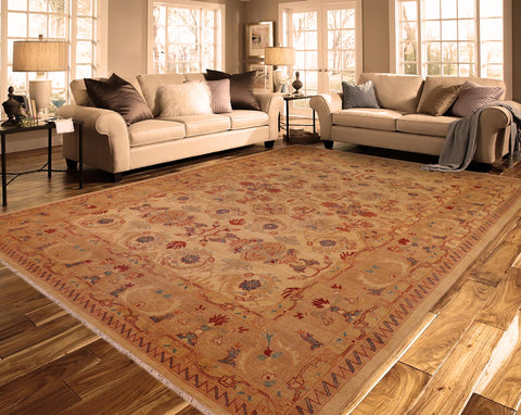 handmade Traditional Antique Gold Rust Hand Knotted RECTANGLE 100% WOOL area rug 9x12