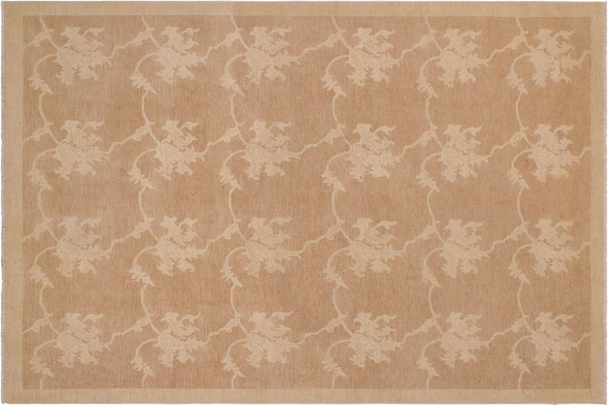 handmade Modern Kafkaz Lt. Brown Beige Hand Knotted RECTANGLE 100% WOOL area rug 9' x 12'