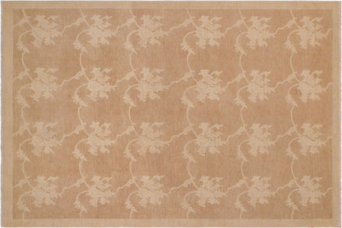 handmade Modern Kafkaz Lt. Brown Beige Hand Knotted RECTANGLE 100% WOOL area rug 9' x 12'