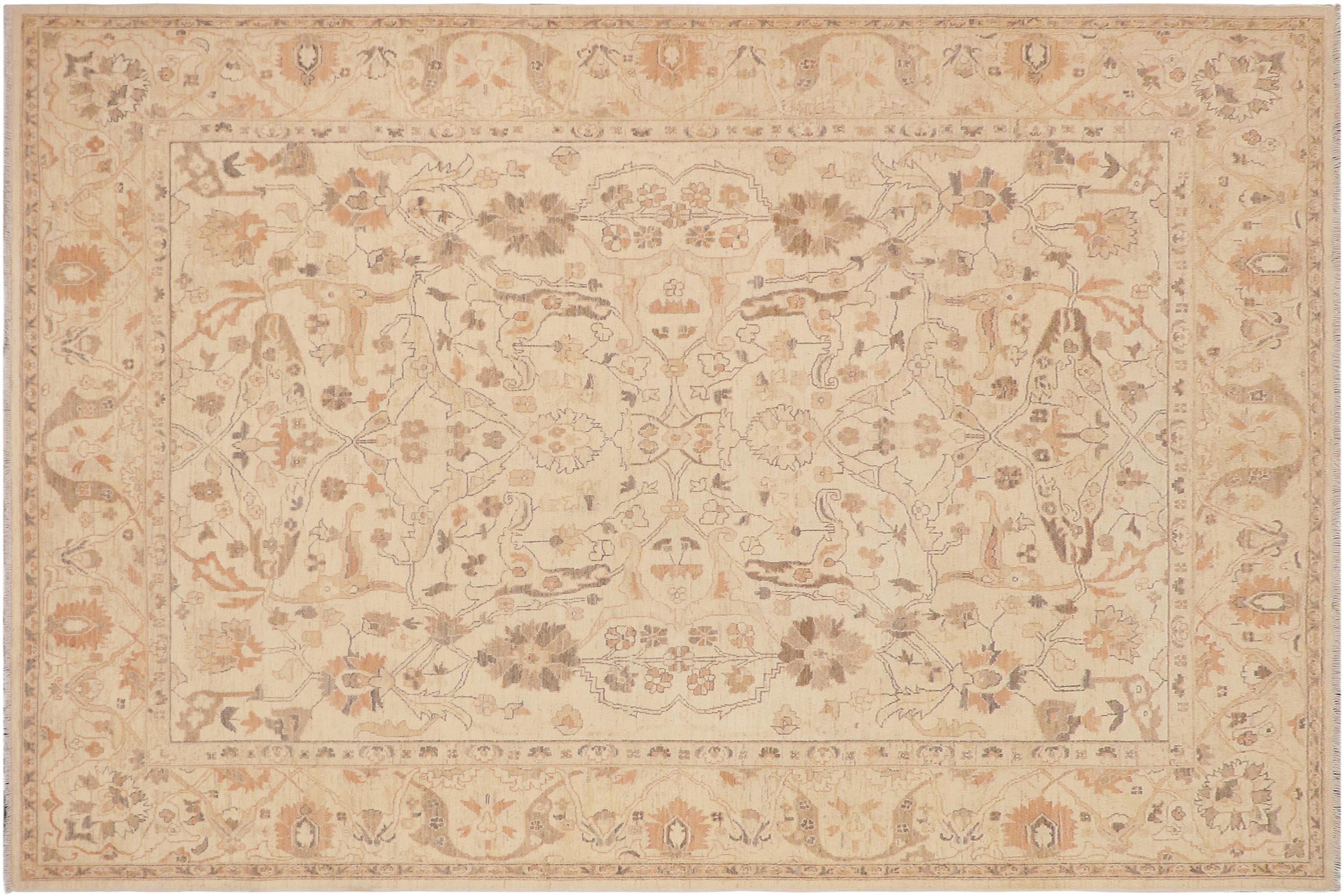 handmade Traditional Kafkaz Beige Brown Hand Knotted RECTANGLE 100% WOOL area rug 9x11