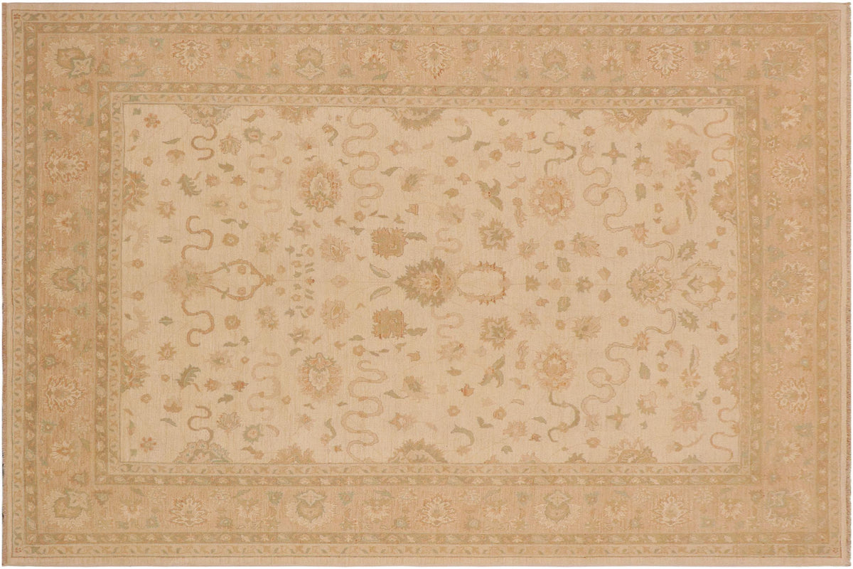 handmade Traditional Kafkaz Beige Nude Hand Knotted RECTANGLE 100% WOOL area rug 9x11