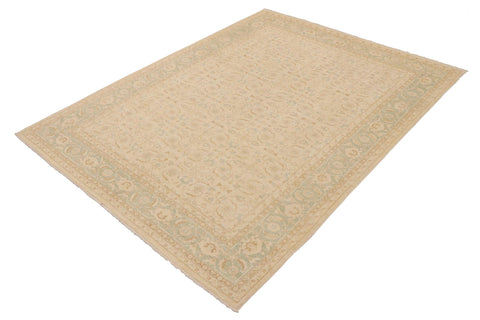handmade Transitional Kafkaz Beige Green Hand Knotted RECTANGLE 100% WOOL area rug 9' x 12'