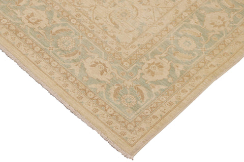handmade Transitional Kafkaz Beige Green Hand Knotted RECTANGLE 100% WOOL area rug 9' x 12'