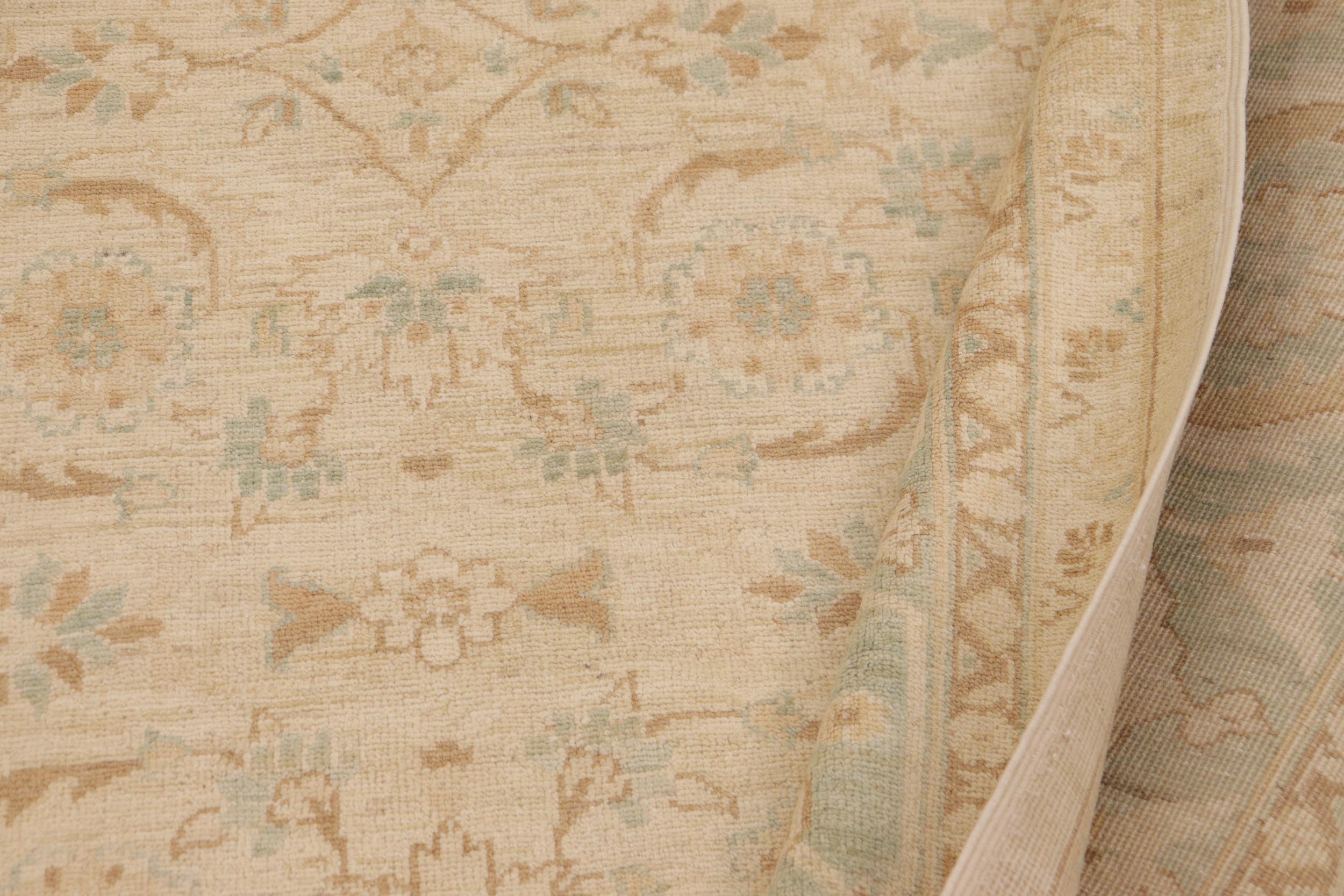 handmade Transitional Kafkaz Beige Green Hand Knotted RECTANGLE 100% WOOL area rug 9' x 12'