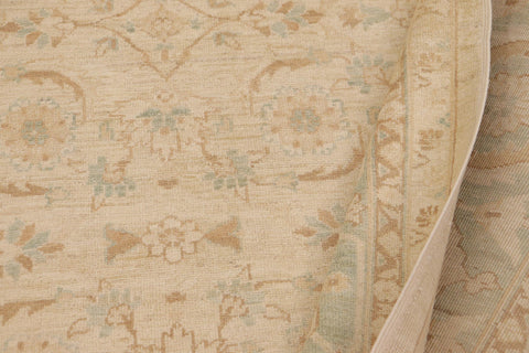 handmade Transitional Kafkaz Beige Green Hand Knotted RECTANGLE 100% WOOL area rug 9' x 12'