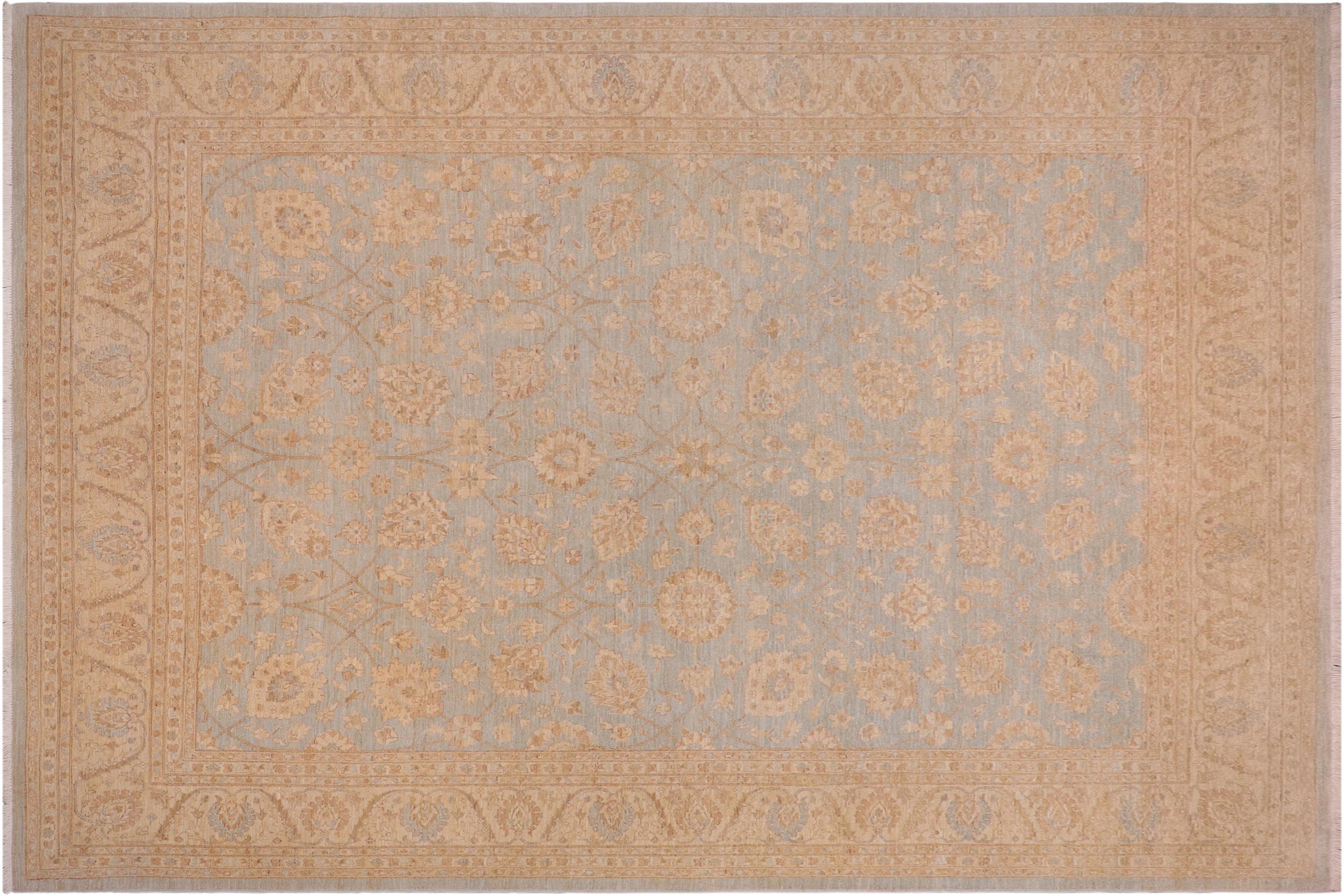 handmade Traditional Kafkaz Lt. Blue Tan Hand Knotted RECTANGLE 100% WOOL area rug 9x12