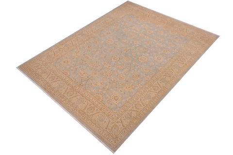 handmade Traditional Kafkaz Lt. Blue Tan Hand Knotted RECTANGLE 100% WOOL area rug 9x12