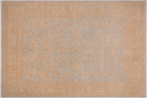 handmade Traditional Kafkaz Lt. Blue Tan Hand Knotted RECTANGLE 100% WOOL area rug 9x12