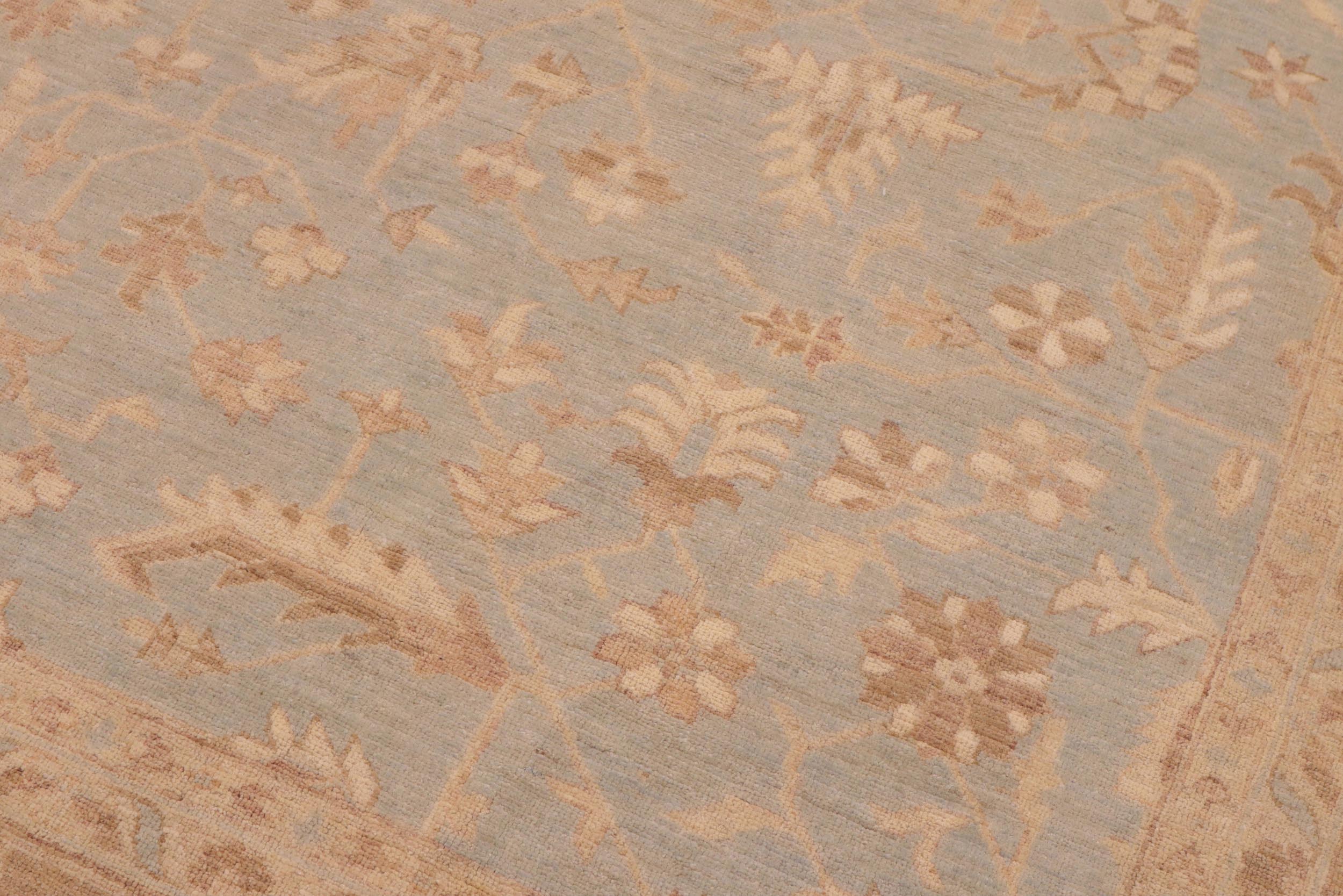 handmade Transitional Kafkaz Lt. Blue Lt. Brown Hand Knotted RECTANGLE 100% WOOL area rug 9' x 11'