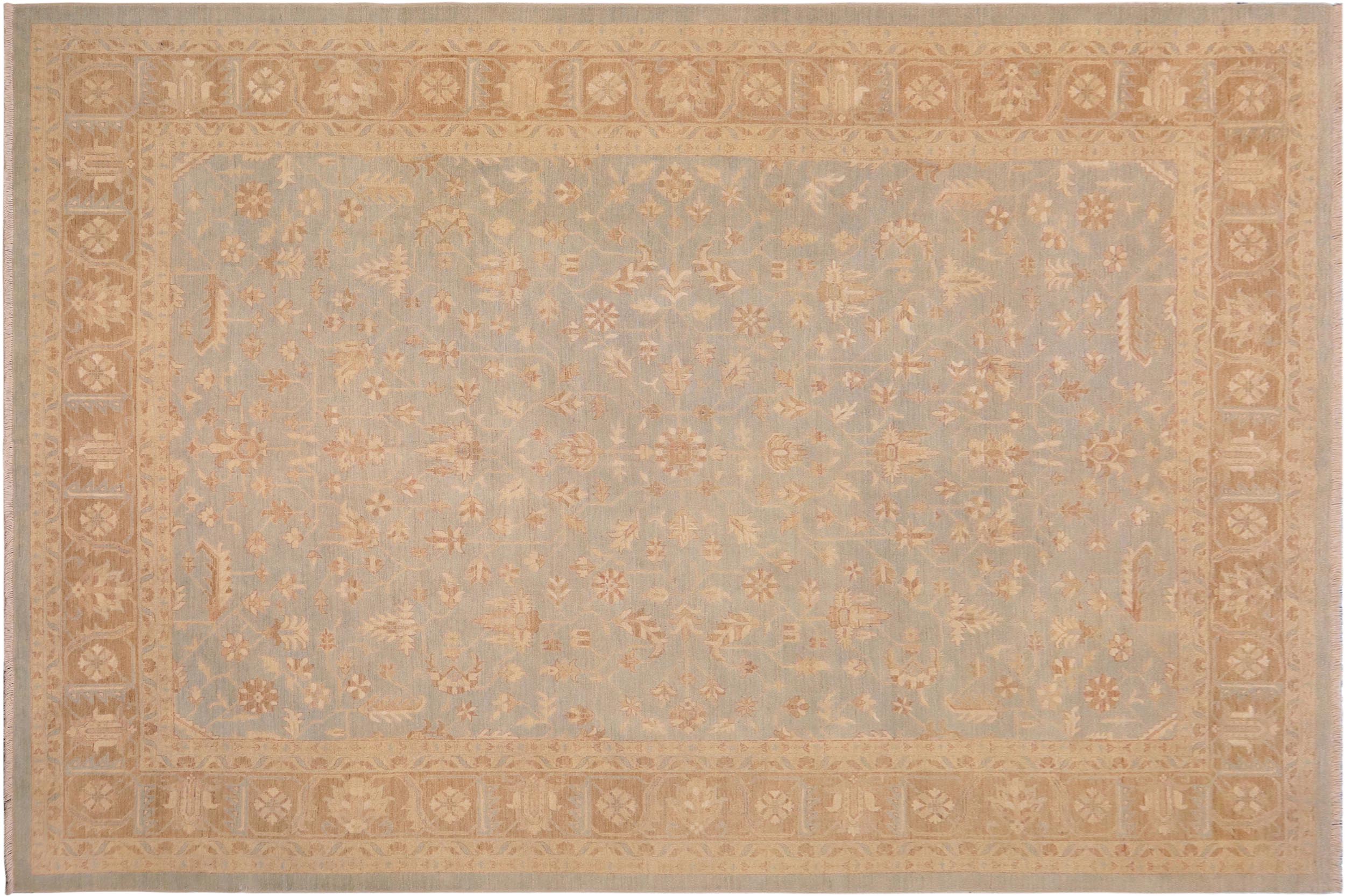 handmade Transitional Kafkaz Lt. Blue Lt. Brown Hand Knotted RECTANGLE 100% WOOL area rug 9' x 11'