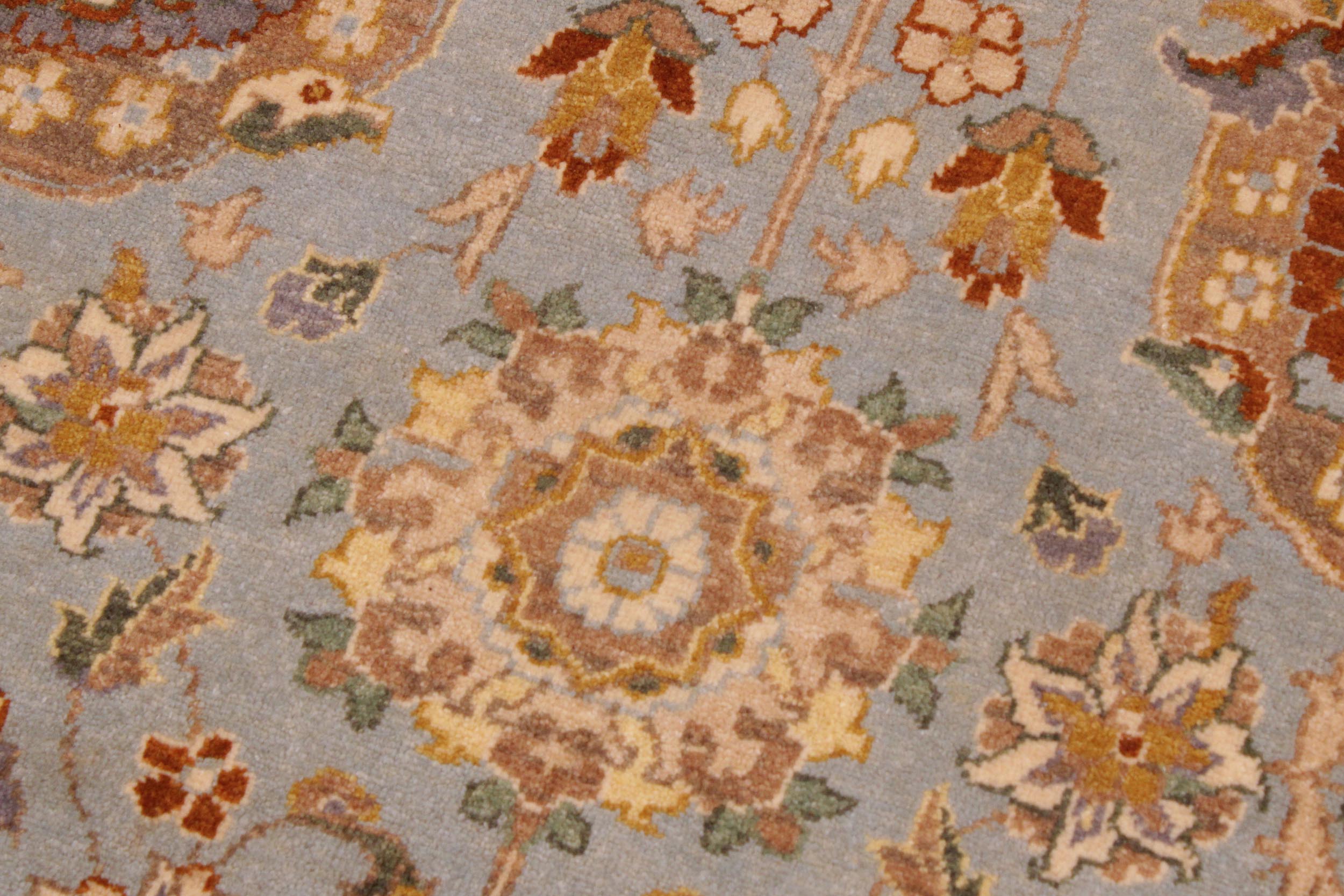 handmade Traditional Design Lt. Blue Tan Hand Knotted RECTANGLE 100% WOOL area rug 9' x 12'