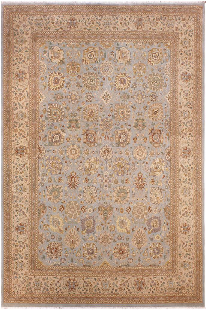 handmade Traditional Design Lt. Blue Tan Hand Knotted RECTANGLE 100% WOOL area rug 9'X12'