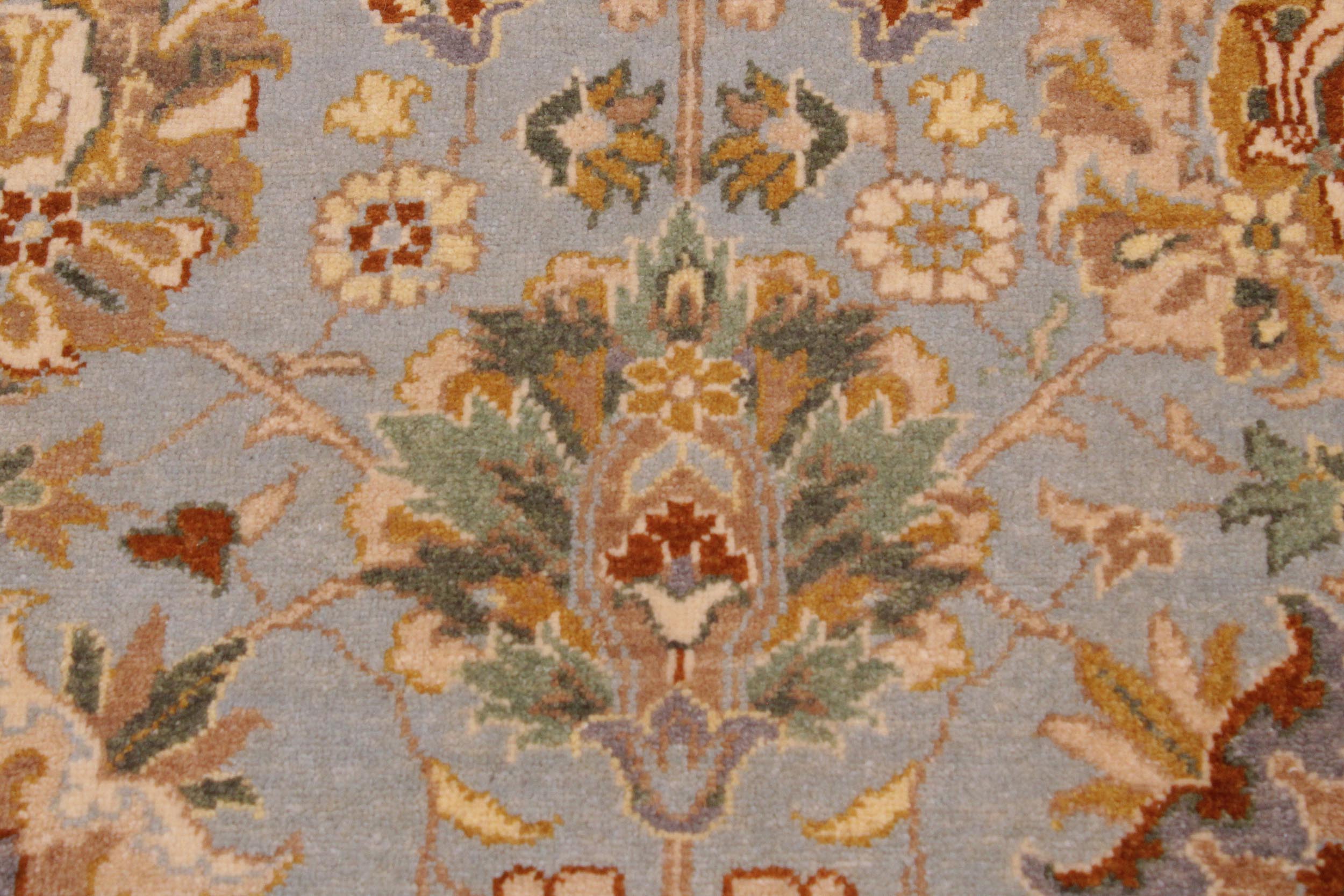handmade Traditional Design Lt. Blue Tan Hand Knotted RECTANGLE 100% WOOL area rug 9' x 12'