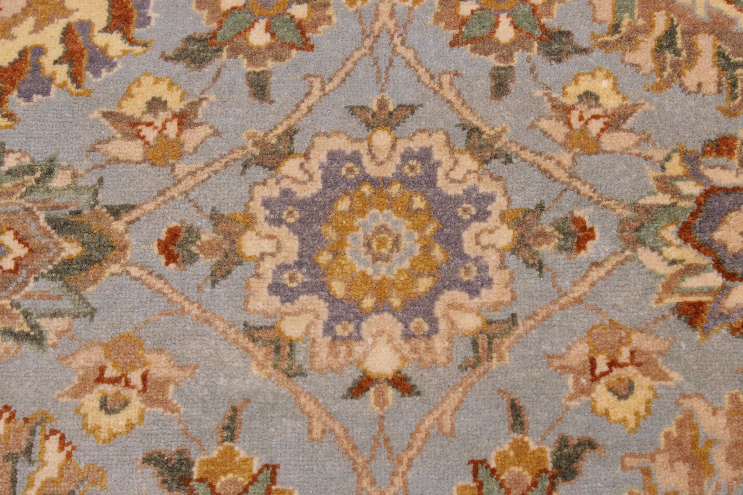 handmade Traditional Design Lt. Blue Tan Hand Knotted RECTANGLE 100% WOOL area rug 9' x 12'