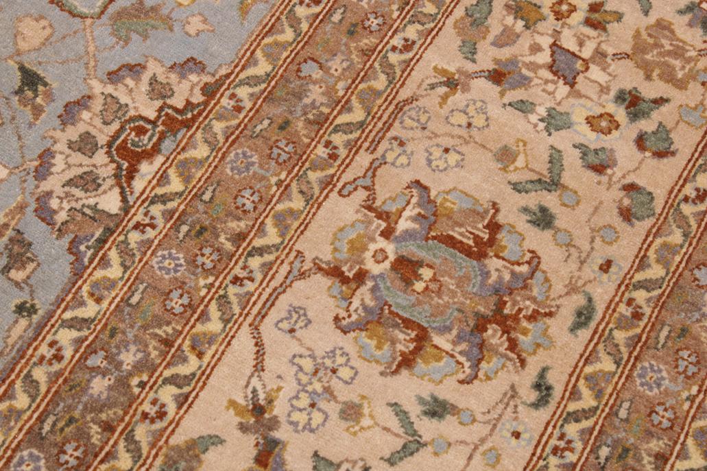 handmade Traditional Design Lt. Blue Tan Hand Knotted RECTANGLE 100% WOOL area rug 9'X12'