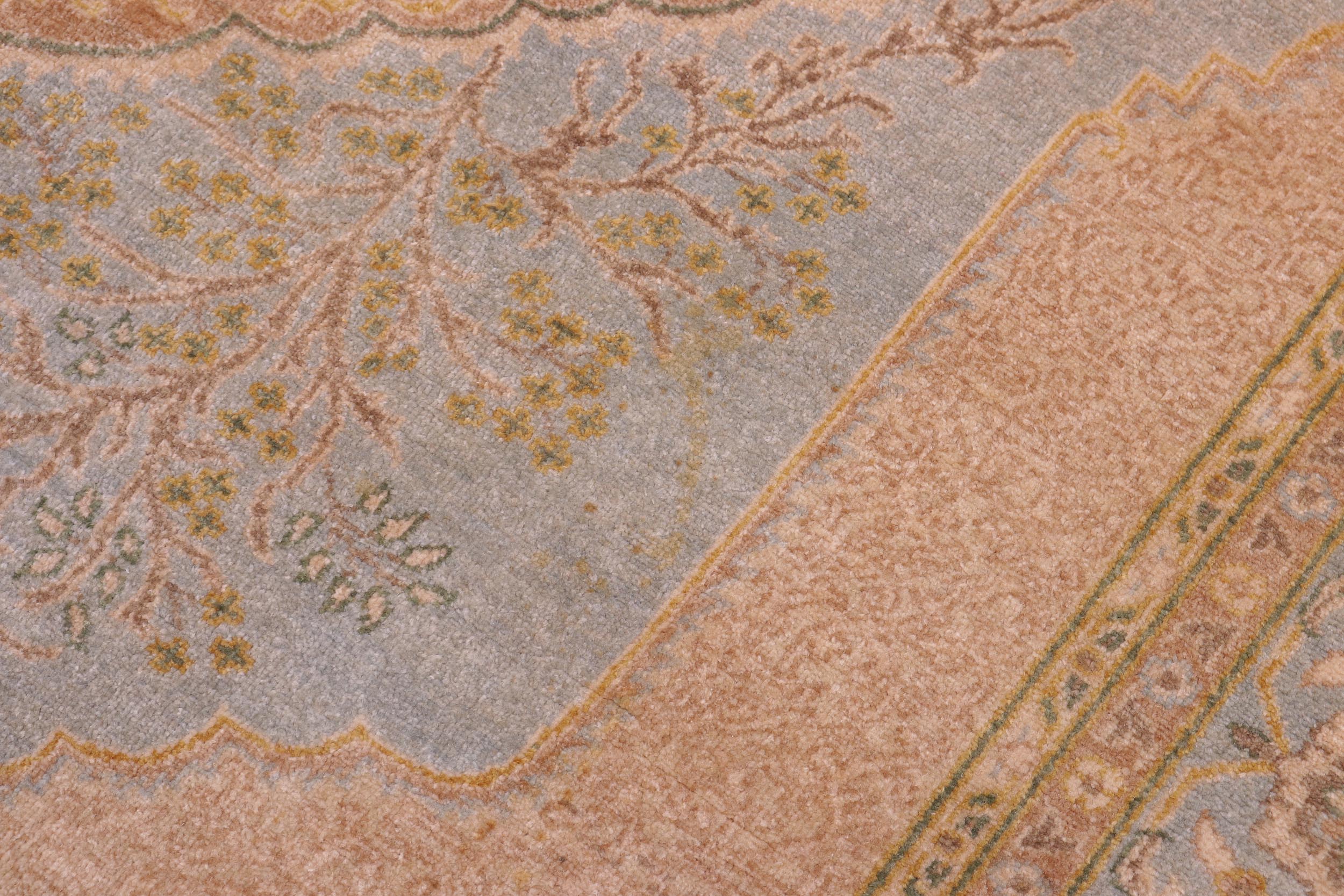 handmade Traditional Design Lt. Blue Gold Hand Knotted RECTANGLE 100% WOOL area rug 6' x 7'