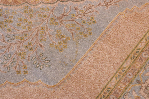 handmade Traditional Design Lt. Blue Gold Hand Knotted RECTANGLE 100% WOOL area rug 6' x 7'
