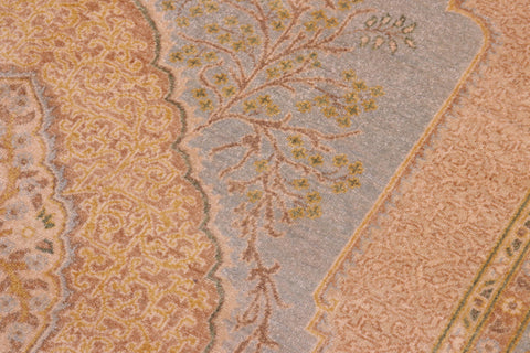 handmade Traditional Design Lt. Blue Gold Hand Knotted RECTANGLE 100% WOOL area rug 6' x 7'