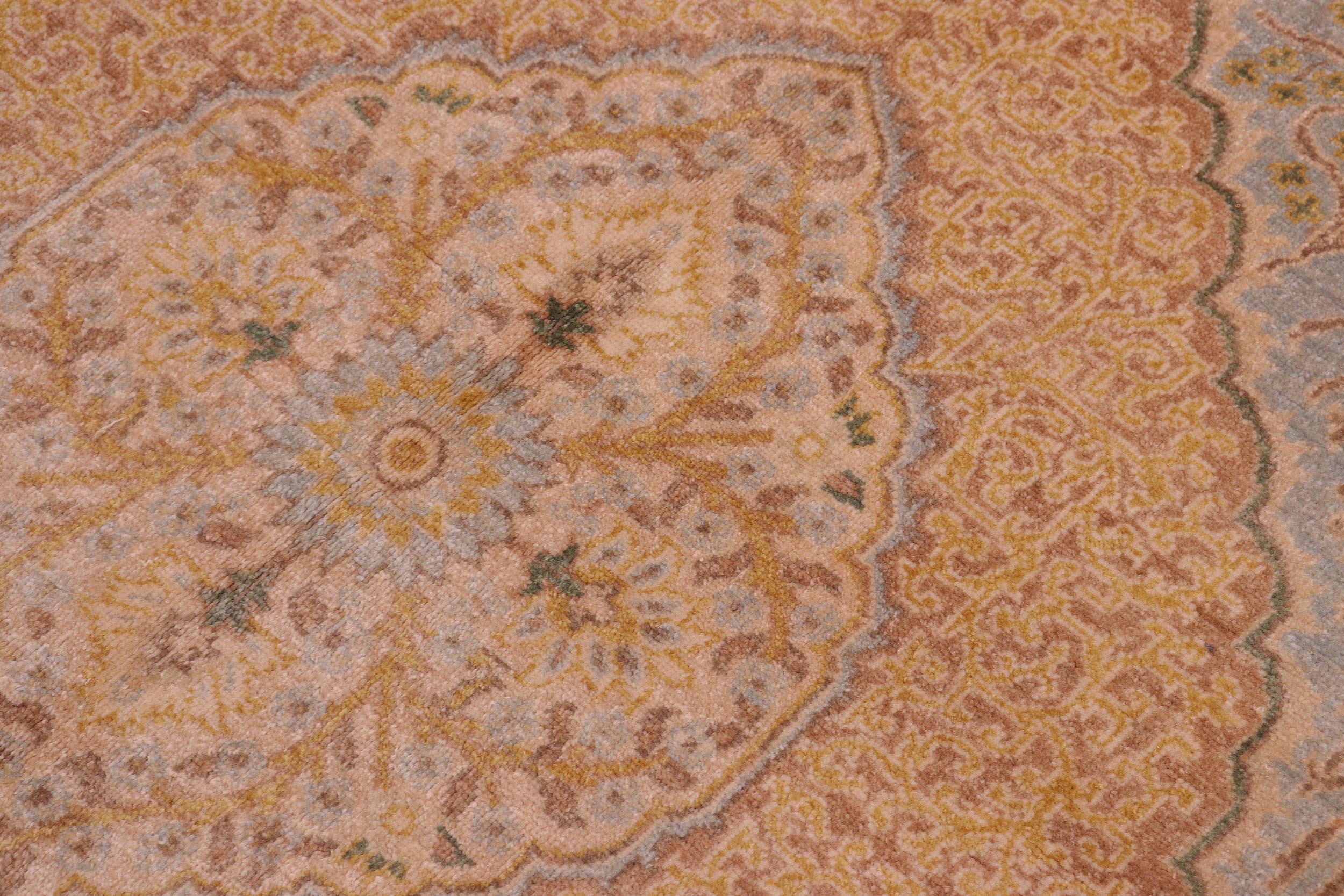 handmade Traditional Design Lt. Blue Gold Hand Knotted RECTANGLE 100% WOOL area rug 6' x 7'