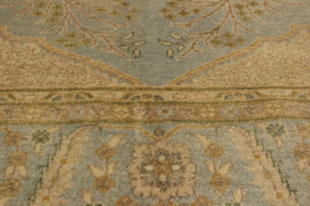 handmade Traditional Design Lt. Blue Gold Hand Knotted RECTANGLE 100% WOOL area rug 6x7