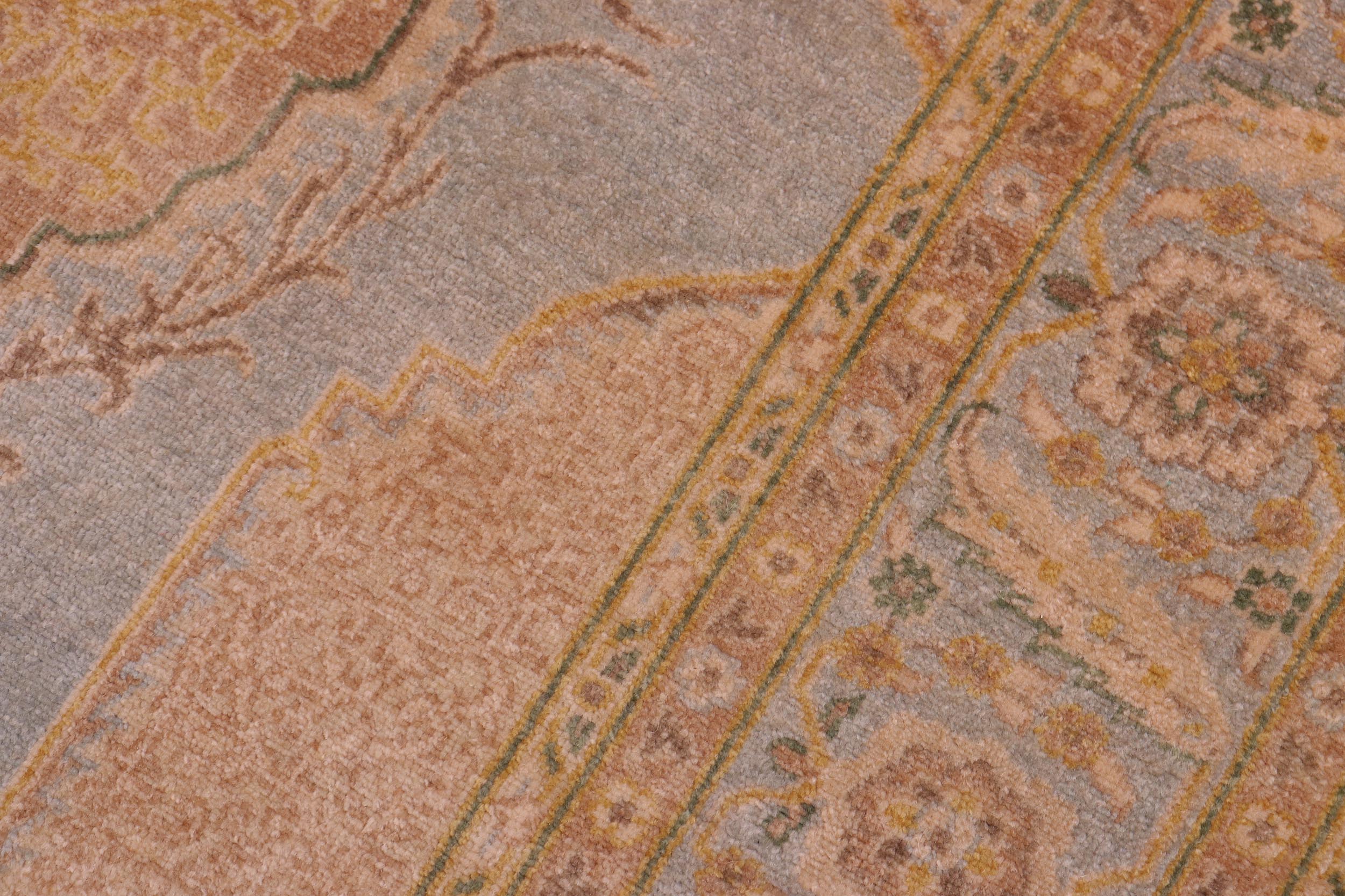 handmade Traditional Design Lt. Blue Gold Hand Knotted RECTANGLE 100% WOOL area rug 6' x 7'