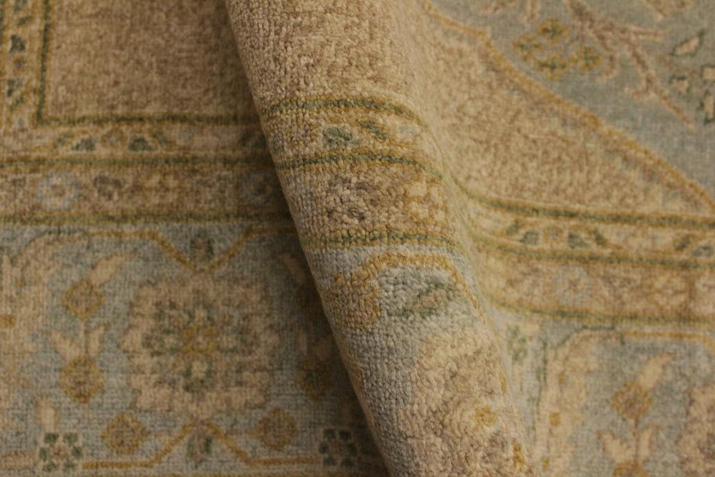 handmade Traditional Design Lt. Blue Gold Hand Knotted RECTANGLE 100% WOOL area rug 6x7