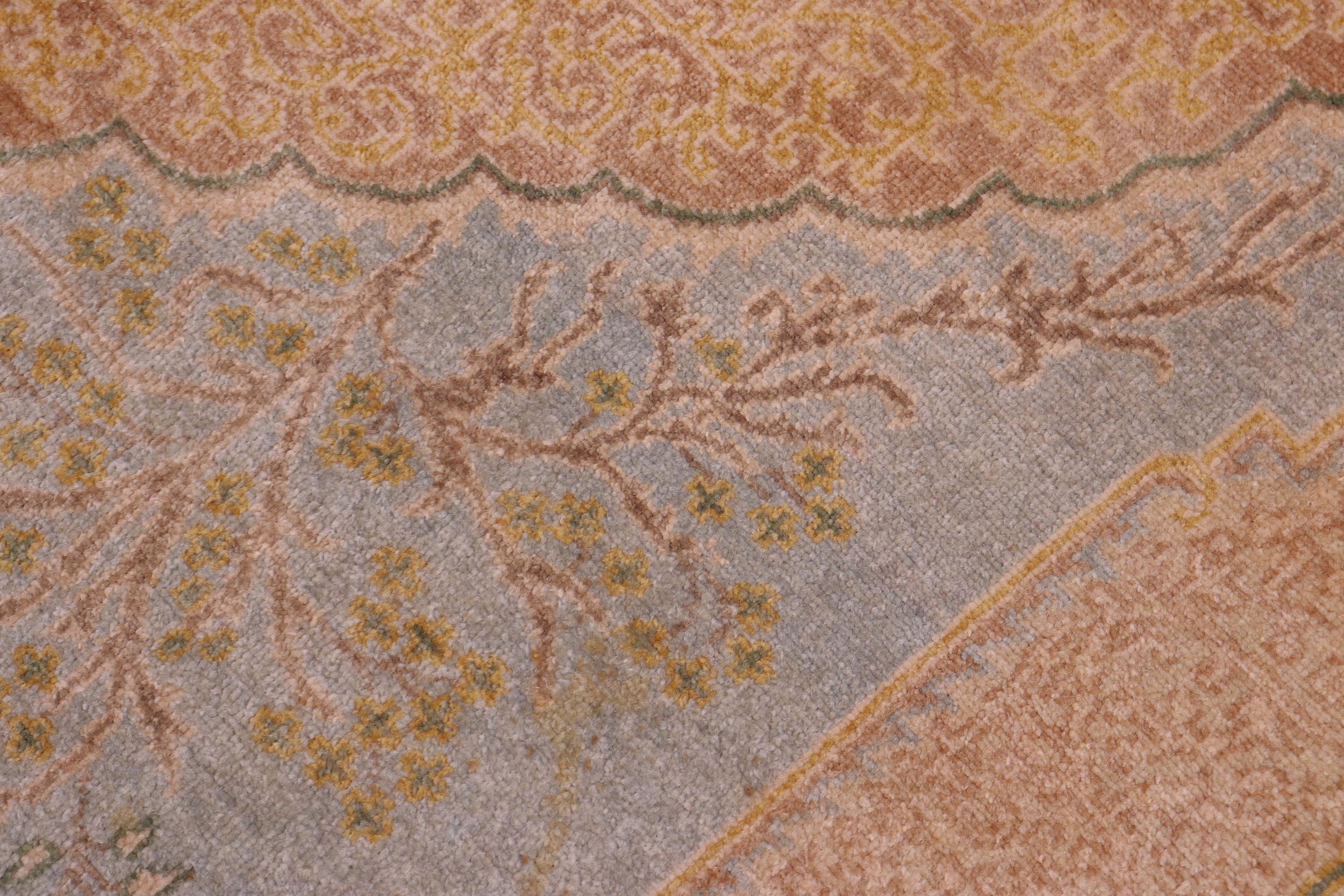 handmade Traditional Design Lt. Blue Gold Hand Knotted RECTANGLE 100% WOOL area rug 6' x 7'